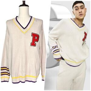 ASOS Design | Men | Collegiate Oversized P Monogrammed Knit Sweater | Medium